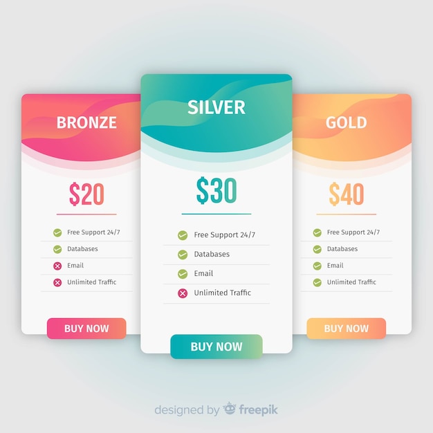 Free vector price list collection