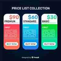 Free vector price list collection