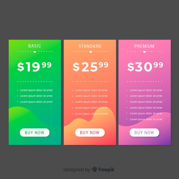 Free vector price list collection