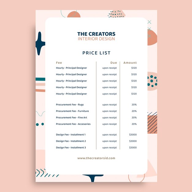 Price list template design