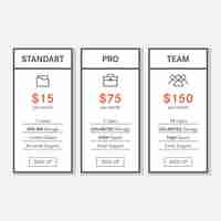 Free vector price table template design