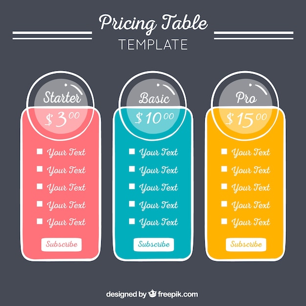 Free vector price template with three different colors