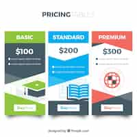 Free vector pricing table pack