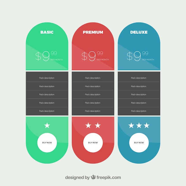 Free vector pricing table pack