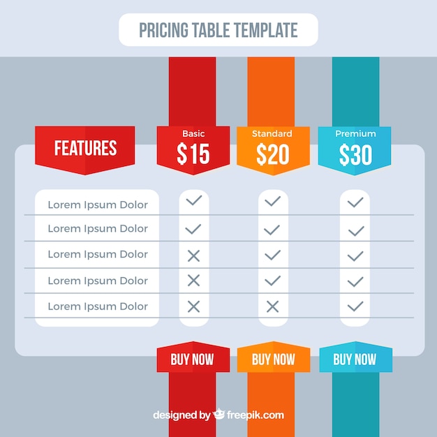 Free vector pricing table pack