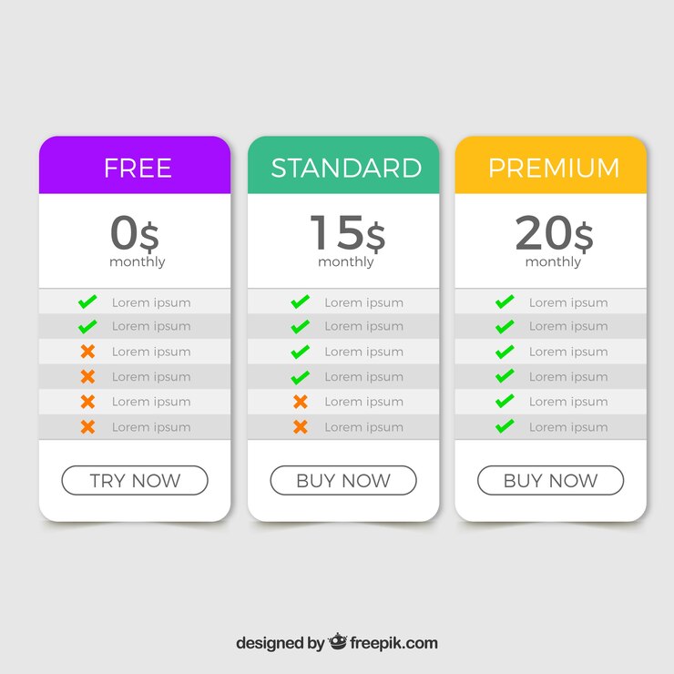 Free Vector pricing table set