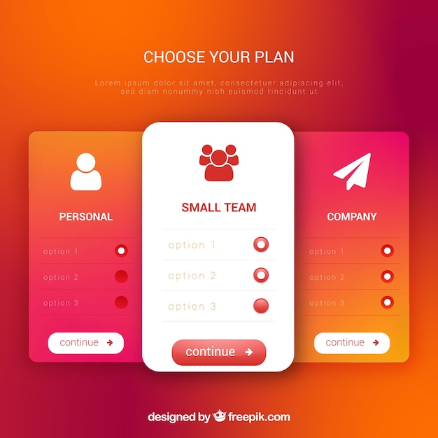 Pricing table set