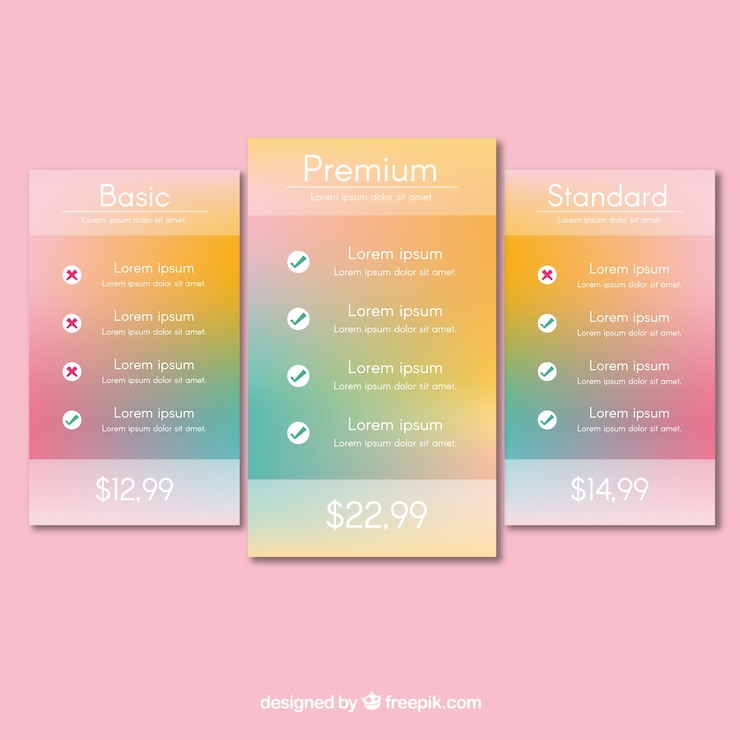 Free Vector pricing table