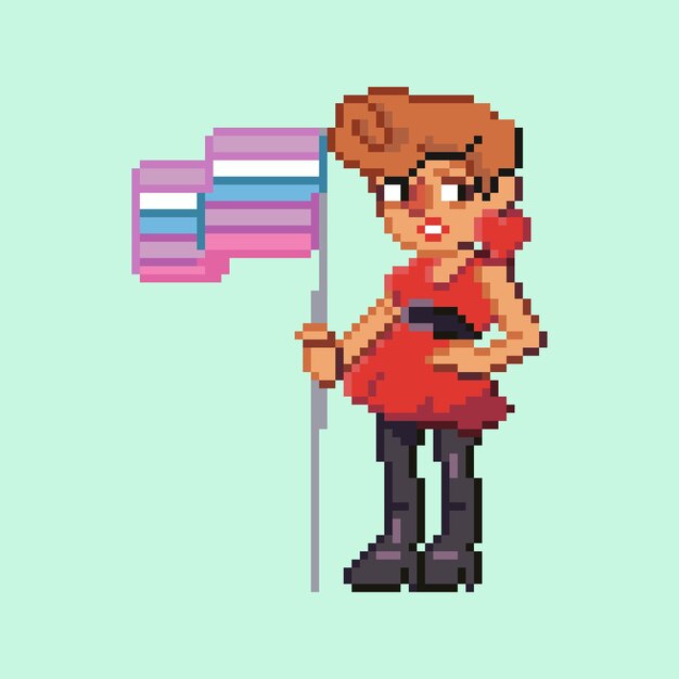 Pride characters in pixel style
