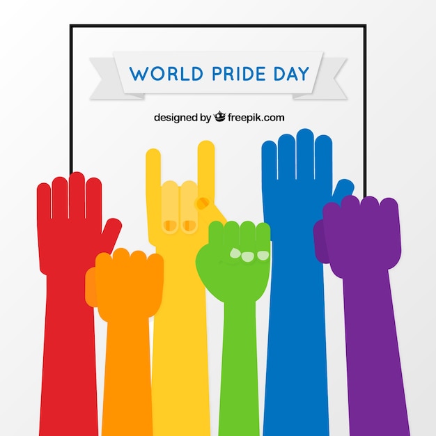 Free vector pride day background with colorful hands