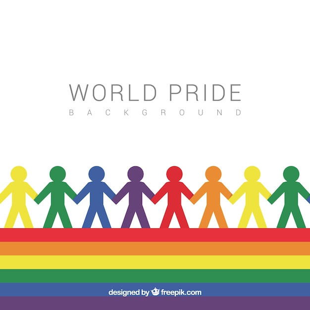 Pride day background with silhouettes of colors