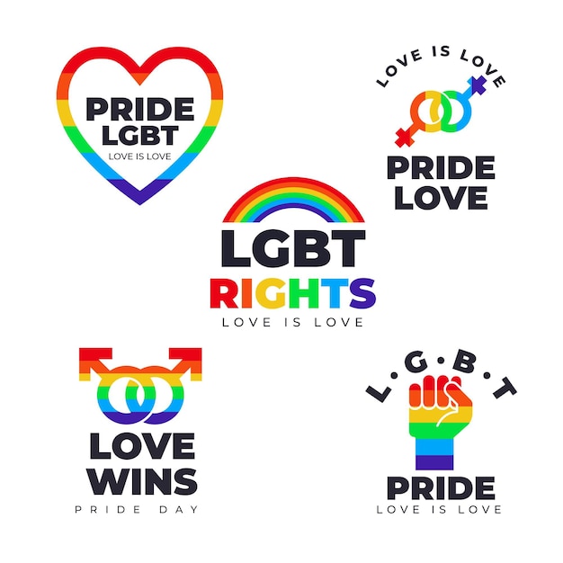 Free vector pride day badges collection