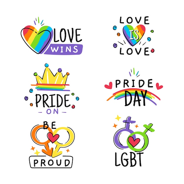 Pride day badges illustration collection