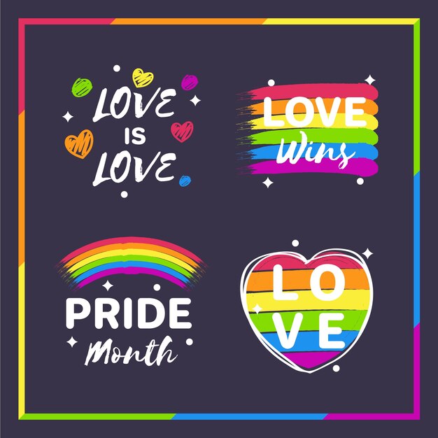 Free vector pride day badges set