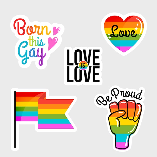 Pride day badges with flag collection