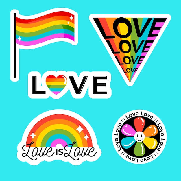 Free vector pride day badges with flag