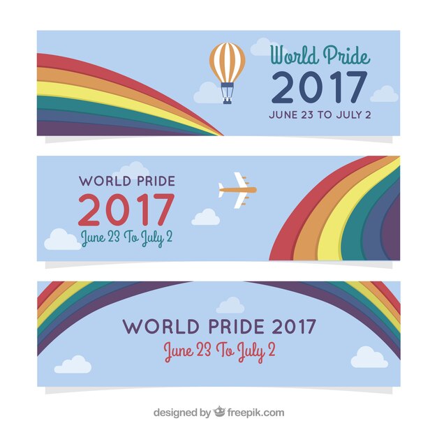 Pride day banners with rainbow