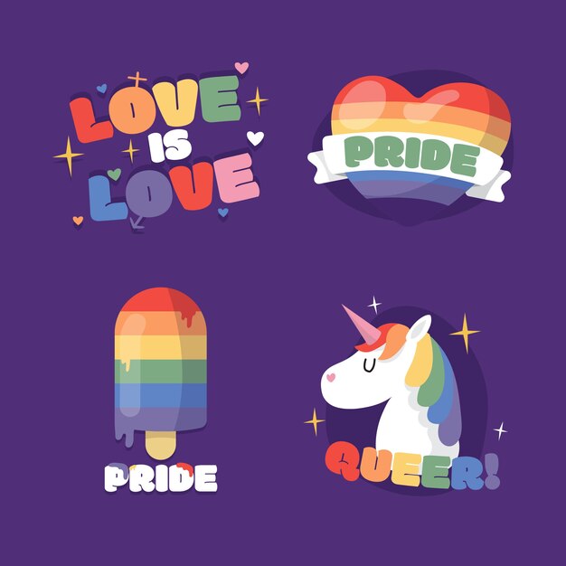 Pride day celebration labels