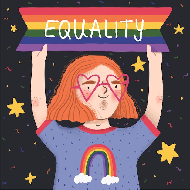 Free vector pride day concept equality message