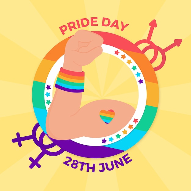 Free vector pride day concept rainbow tattoo