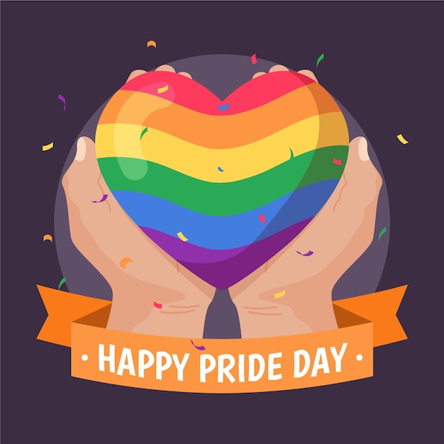 Free vector pride day concept with colorful heart