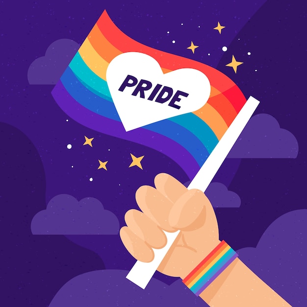 Free vector pride day concept with flag