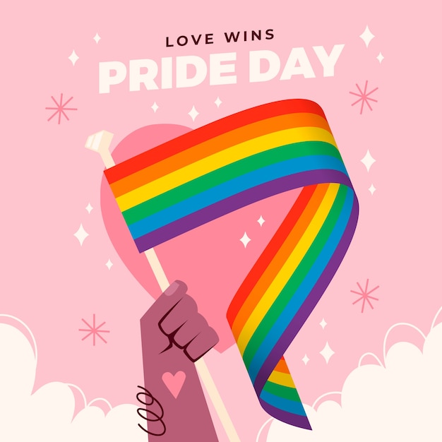 Free vector pride day concept with flag