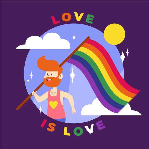 Pride day concept with man holding flag