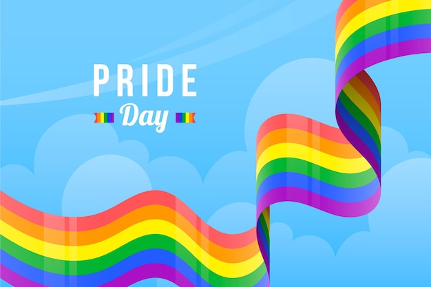 Free vector pride day flag ribbon in sky wallpaper