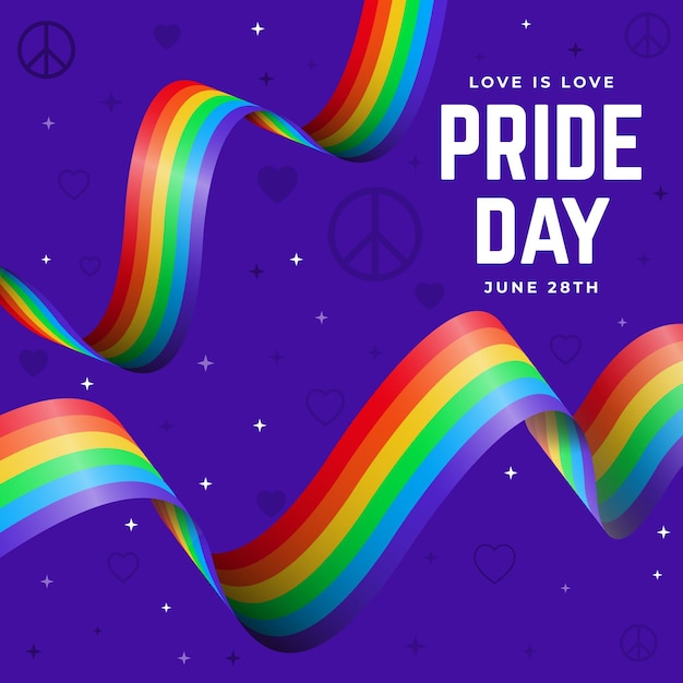 pride day flag ribbons