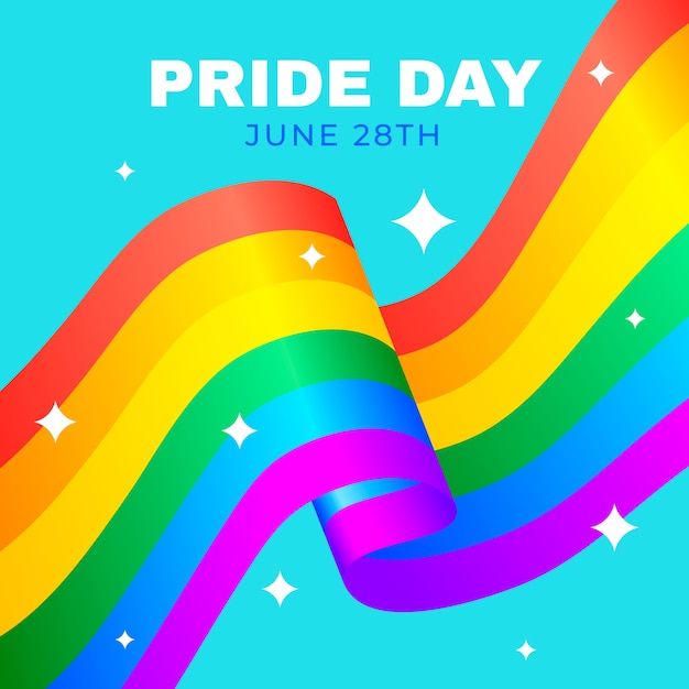 Free vector pride day flag with date