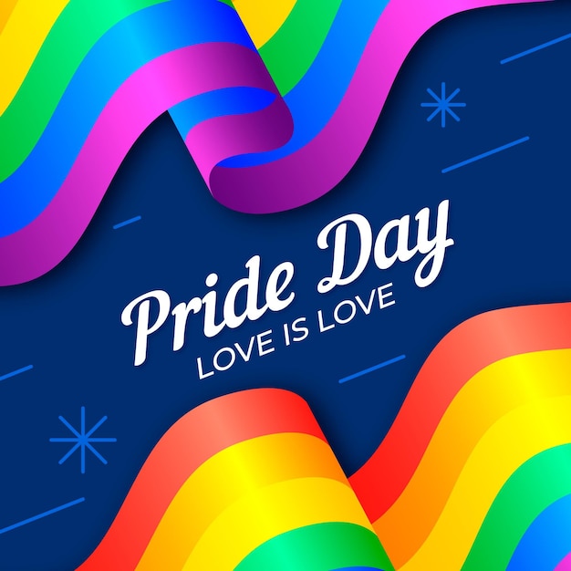 Free vector pride day flag with love is love message