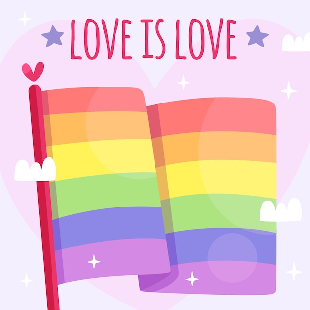 Vettore gratuito bandiera dell'orgoglio con amore