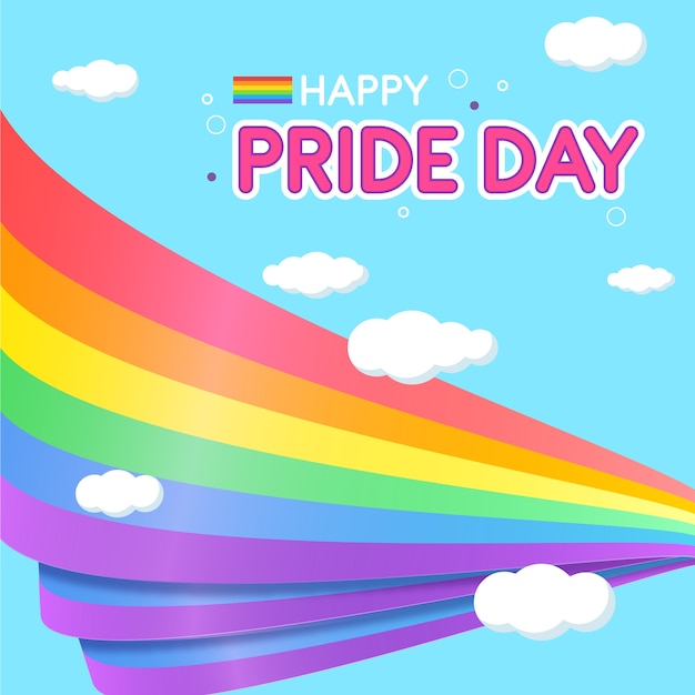 Pride day flags with clouds background