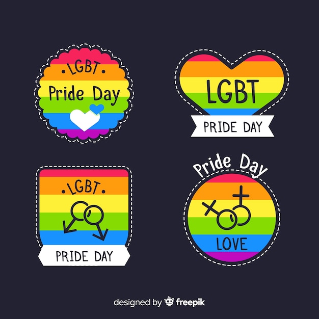 Free vector pride day flat label collection