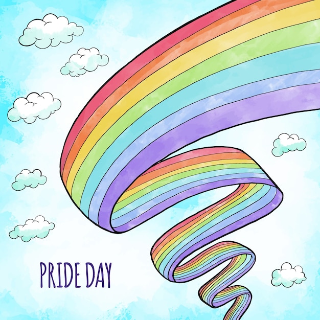 Vettore gratuito pride day bandiera disegnata a mano design