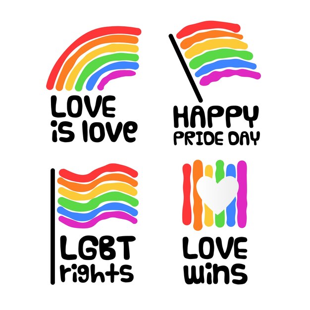 Pride day label collection concept