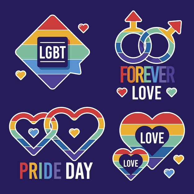 Pride day label collection design