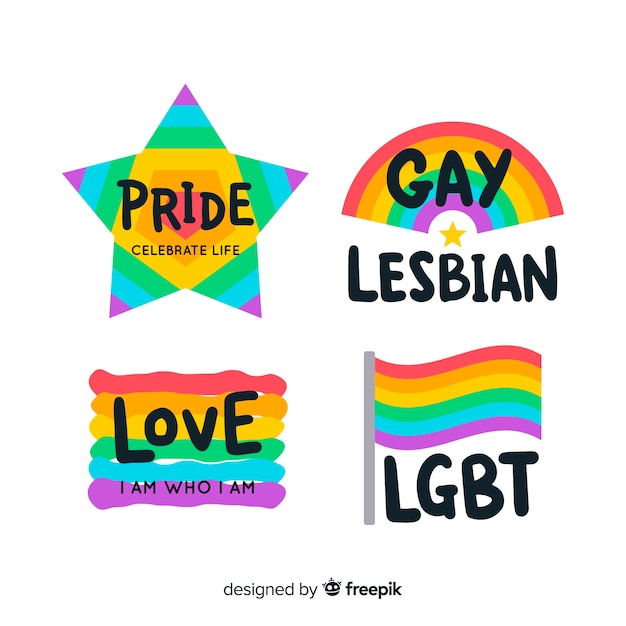 Free vector pride day labels collection