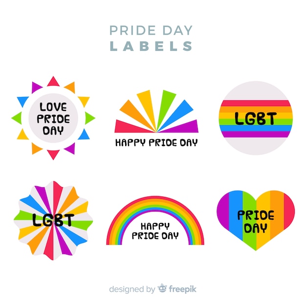 Free vector pride day labels collection