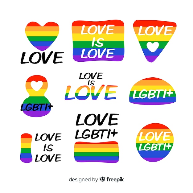 Free vector pride day labels collection