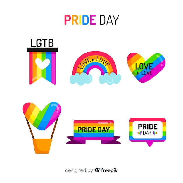 Free vector pride day labels collection