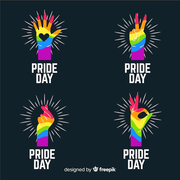 Free vector pride day labels collection