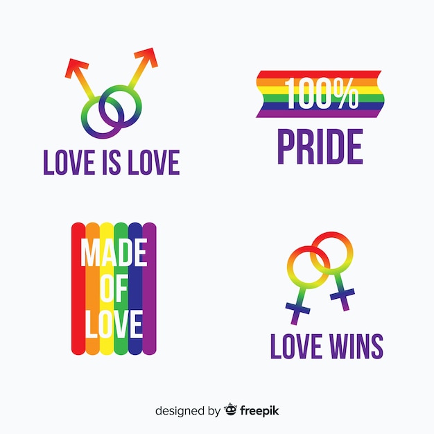 Free vector pride day labels collection