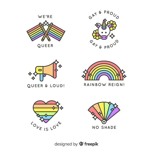 Free vector pride day labels collection