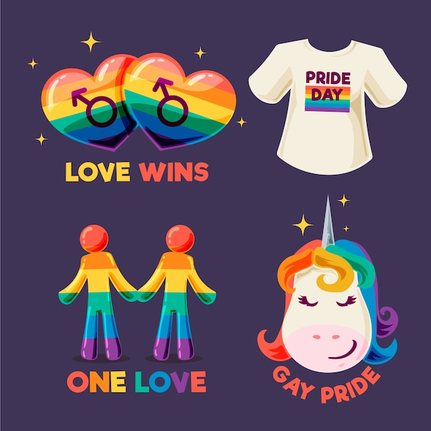 Free vector pride day labels concept