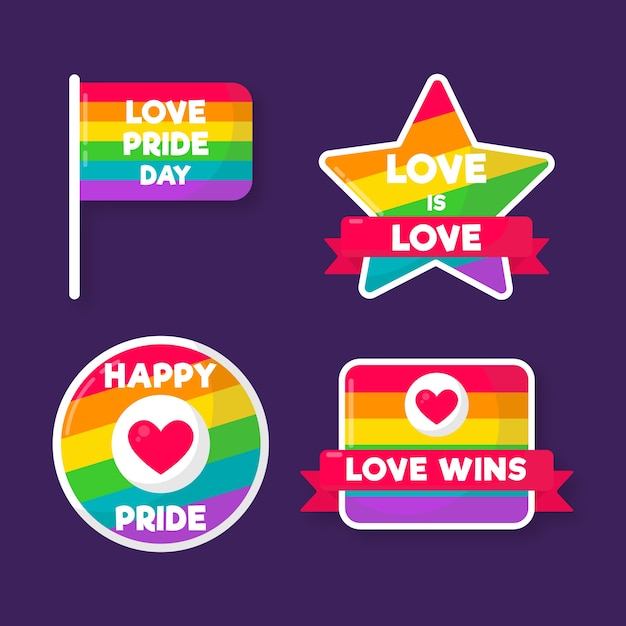 Free vector pride day labels concept