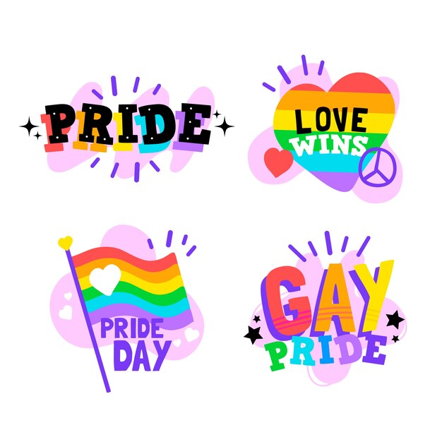 Free vector pride day labels concept