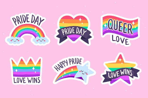 Free vector pride day labels concept