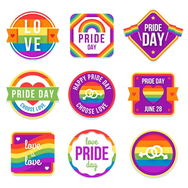 Free vector pride day labels concept